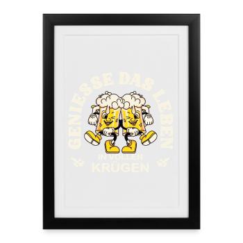 Enjoy Life – Beer Mug Retro Saying - Framed poster (27 × 37 cm) - black - Front