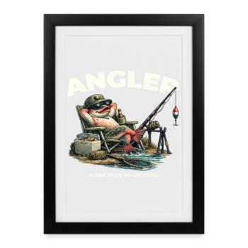 Pêche concernant le saumon : Dicton amusant, cadeau de pêcheur - Affiche encadrée (27 × 37 cm) - noir - Devant