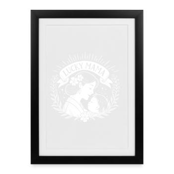 Lucky mama avec bébé - Affiche encadrée (27 × 37 cm) - noir - Devant