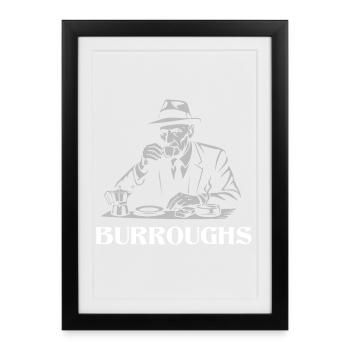 William S Burroughs buvant de l’espresso - Affiche encadrée (27 × 37 cm) - noir - Devant