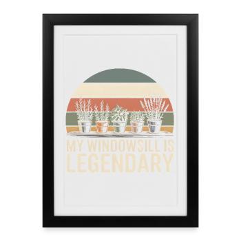 Rebord de fenêtre légendaire | Jardin du balcon des herbes aromatiques - Affiche encadrée (27 × 37 cm) - noir - Devant