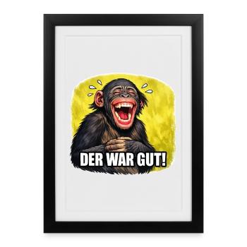 Lachender Affe - Der war gut! - Gerahmtes Poster (27 × 37 cm) - Schwarz - Vorne