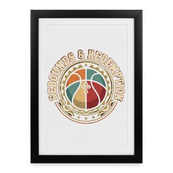 Rebonds et Redemption Christian Basketball - Affiche encadrée (27 × 37 cm) - noir - Devant