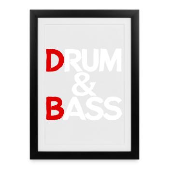 Drum & Bass / Rum & Ass Drummer Band Musik - Gerahmtes Poster (27 × 37 cm) - Schwarz - Vorne