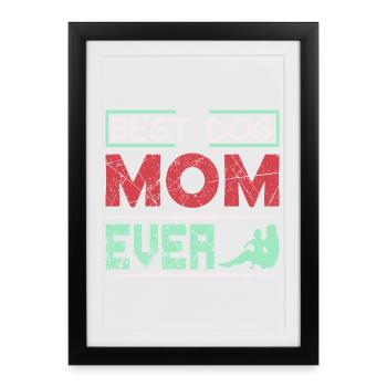 Meilleur t-shirt drôle de maman de chien de tous les temps - Affiche encadrée (27 × 37 cm) - noir - Devant