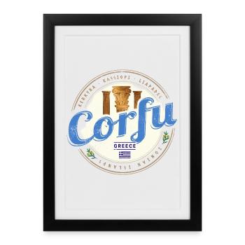 Corfu Ionian Islands Greece Souvenir - Framed poster (27 × 37 cm) - black - Front