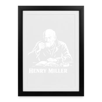 Henry Miller Café Reader - Framed poster (27 × 37 cm) - black - Front