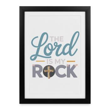 Le Seigneur est mon Rock Motif croix chrétienne Jésus - Affiche encadrée (27 × 37 cm) - noir - Devant