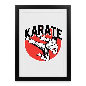 Karate Martial Arts Karateka Kick Dojo Training - Framed poster (27 × 37 cm) - black - Front