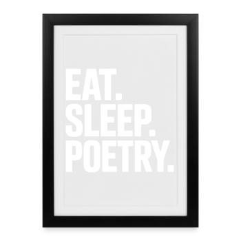 Eat Sleep Poetry Tee - Framed poster (27 × 37 cm) - black - Front