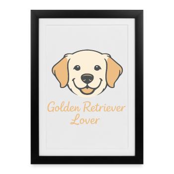 Golden Retriever Lover Minimal Dog Face Art - Framed poster (27 × 37 cm) - black - Front