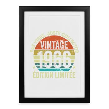 Vintage 1966 Édition Limitée Cadeau Anniversaire - Affiche encadrée (27 × 37 cm) - noir - Devant