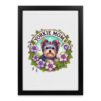 Yorkie Mom Floral Circle - Framed poster (27 × 37 cm) - black - Front
