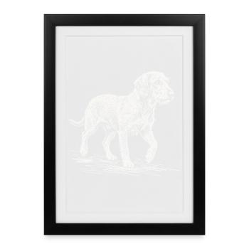 Dackel Sketch – Minimalistisches Hund Design - Gerahmtes Poster (27 × 37 cm) - Schwarz - Vorne