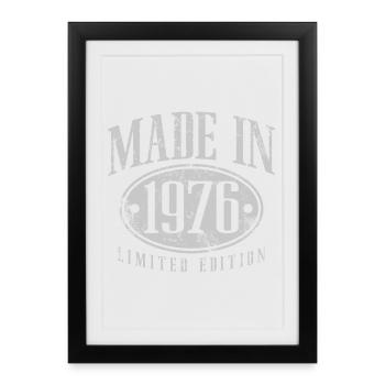 Cadeau d’anniversaire vintage vintage 1976 fabriqué en 1976 - Affiche encadrée (27 × 37 cm) - noir - Devant