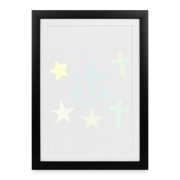 Chalk Nautik: Anchor Stars - Framed poster (27 × 37 cm) - black - Front