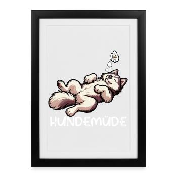 Hundemüde Husky Huskys Huskybesitzer Huskyhalter  - Gerahmtes Poster (27 × 37 cm) - Schwarz - Vorne