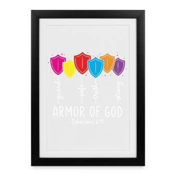 Enfants chrétiens Armor Of God - Affiche encadrée (27 × 37 cm) - noir - Devant