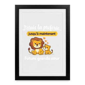 Annonce grossesse humour future grande sœur - Affiche encadrée (27 × 37 cm) - noir - Devant