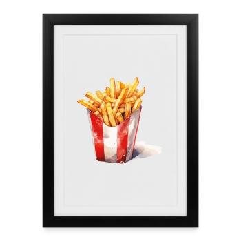French Fries Pop Art Print - Framed poster (27 × 37 cm) - black - Front