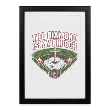 Le Diamond est le baseball chrétien de mon église - Affiche encadrée (27 × 37 cm) - noir - Devant