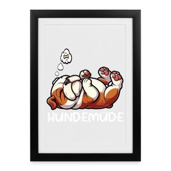 Chien fatigué Bouledogue anglais Tyran Propriétaire de tyran - Affiche encadrée (27 × 37 cm) - noir - Devant