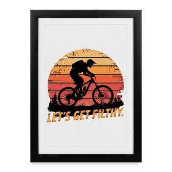 VTT, Descente, Action du cyclisme - Affiche encadrée (27 × 37 cm) - noir - Devant