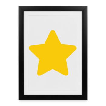 Accent étoile jaune : Simple Star - Affiche encadrée (27 × 37 cm) - noir - Devant