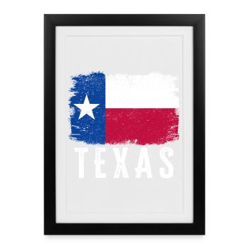 Texas State Flag Distressed Vintage Texas, USA - Framed poster (27 × 37 cm) - black - Front