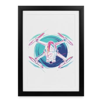 Neon Drone - Affiche encadrée (27 × 37 cm) - noir - Devant