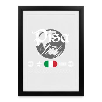 Souvenir de voyage Pisa Italy Streetwear - Affiche encadrée (27 × 37 cm) - noir - Devant