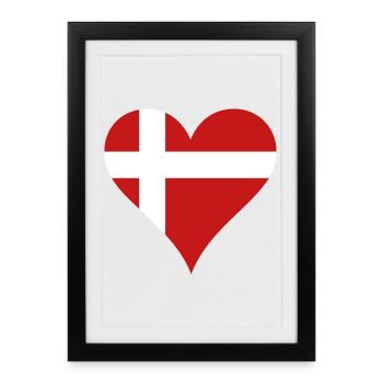 Cœur danois avec drapeau - Affiche encadrée (27 × 37 cm) - noir - Devant