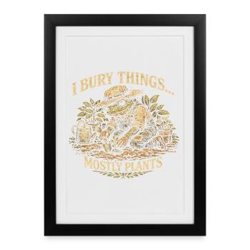 Grenouille Jardinage Humour Jardinier Plante - Affiche encadrée (27 × 37 cm) - noir - Devant