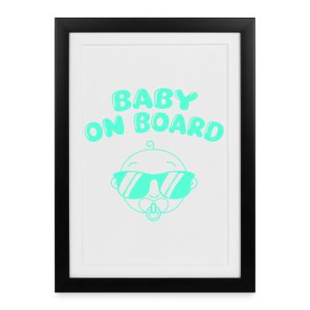 Bébé à bord avec des lunettes de soleil - Affiche encadrée (27 × 37 cm) - noir - Devant