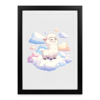 Agneau nuage dans la lumière du rêve - Affiche encadrée (27 × 37 cm) - noir - Devant
