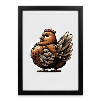 Poulets Poulet Amoureux des poules Coq Propriétaire de poulets - Affiche encadrée (27 × 37 cm) - noir - Devant
