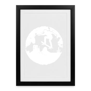 Skateboarder Drawing - Framed poster (27 × 37 cm) - black - Front