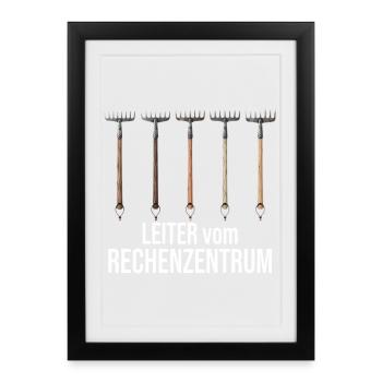Rechenzentrum Garden Rake Gardener Gardening IT - Gerahmtes Poster (27 × 37 cm) - Schwarz - Vorne