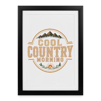 Morning Countryside Rustic Mountains - Framed poster (27 × 37 cm) - black - Front