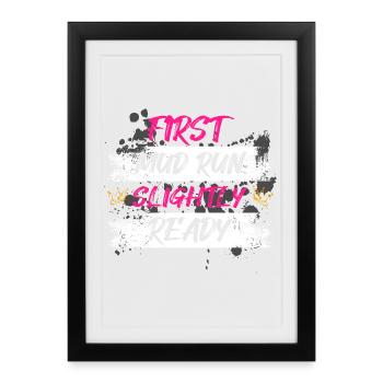 Première course boueuse Schlammlauf Muddy Race - Affiche encadrée (27 × 37 cm) - noir - Devant