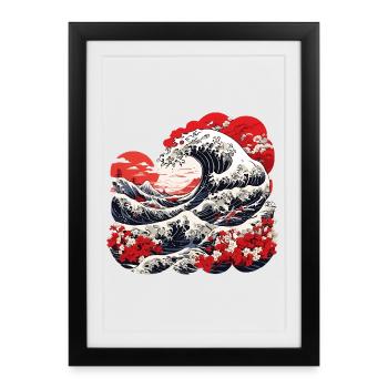 Great Wave of Kanagawa - Framed poster (27 × 37 cm) - black - Front