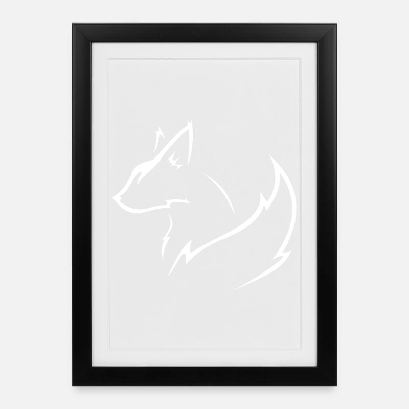 weißer Fuchs - Gerahmtes Poster (27 × 37 cm) - Schwarz