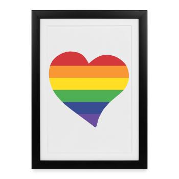 Rainbow heart - Affiche encadrée (27 × 37 cm) - noir - Devant