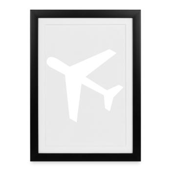Icône avion - Affiche encadrée (27 × 37 cm) - noir - Devant