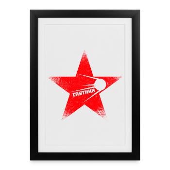Etoile Rouge - Spoutnik - Affiche encadrée (27 × 37 cm) - noir - Devant