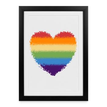 Logo coeur arc-en-ciel tourbillonné - Affiche encadrée (27 × 37 cm) - noir - Devant