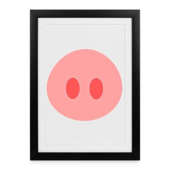Cochon - Affiche encadrée (27 × 37 cm) - noir - Devant