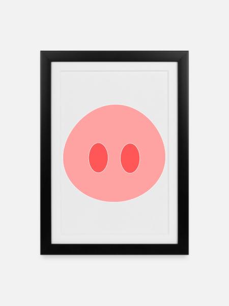 Cochon - Affiche encadrée (27 × 37 cm) - noir