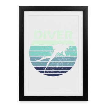 Plongée plongée - Affiche encadrée (27 × 37 cm) - noir - Devant
