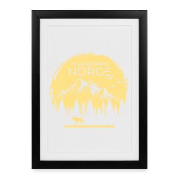 Norge, Terre de l’orignal, Elch Design - Affiche encadrée (27 × 37 cm) - noir - Devant